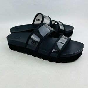 Reef Vista Hi-Energy Sandal Womens 10 Black Slide Transparent Straps‎ Lug Sole